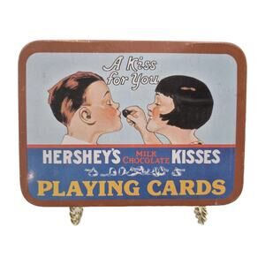 Vtg Hershey's Kisses Tin A Kiss For You Double Deck Bridge Playing Cards Sealed